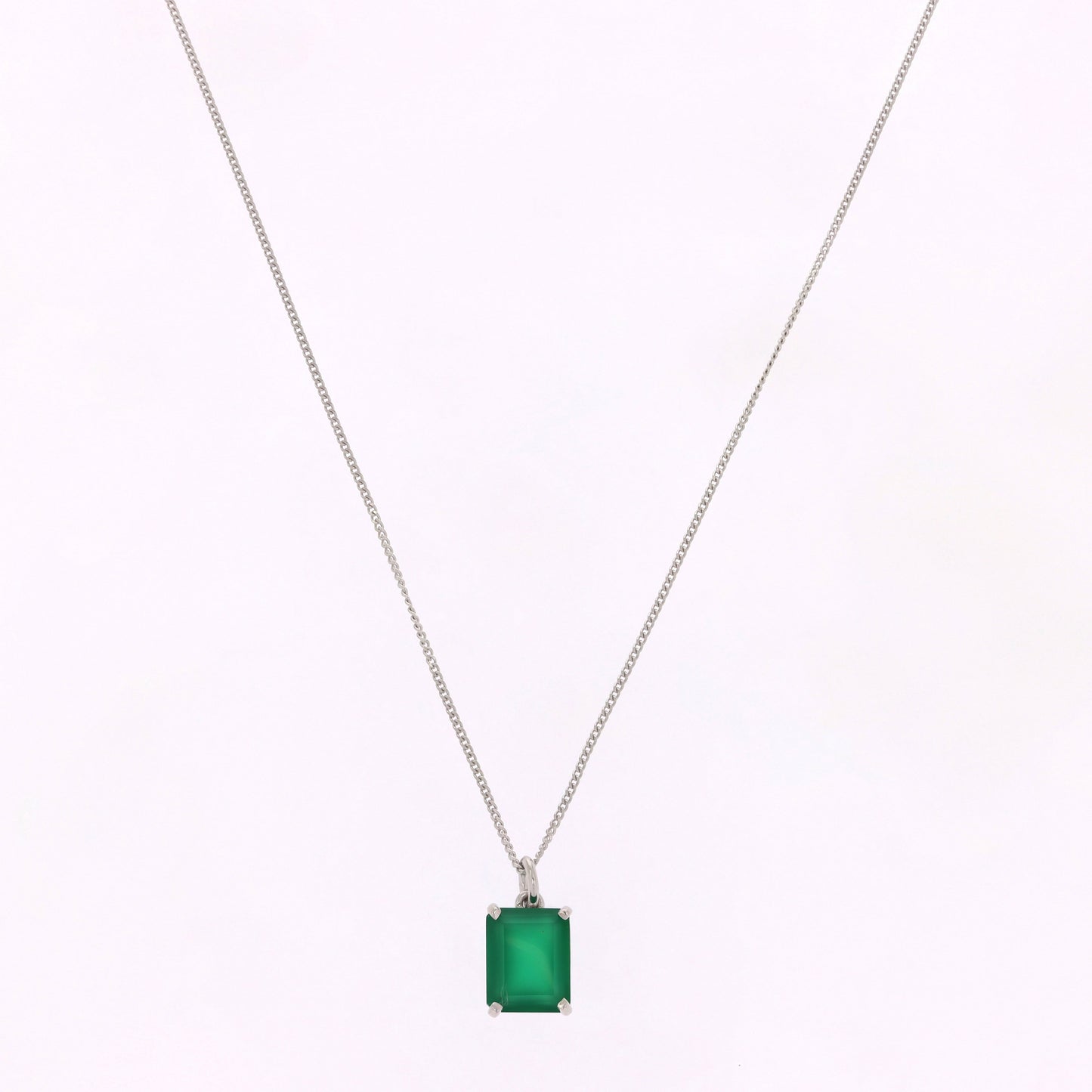 Halskette ESMERALDA ONYX recyceltes 925er Sterling Silber, rhodiniert