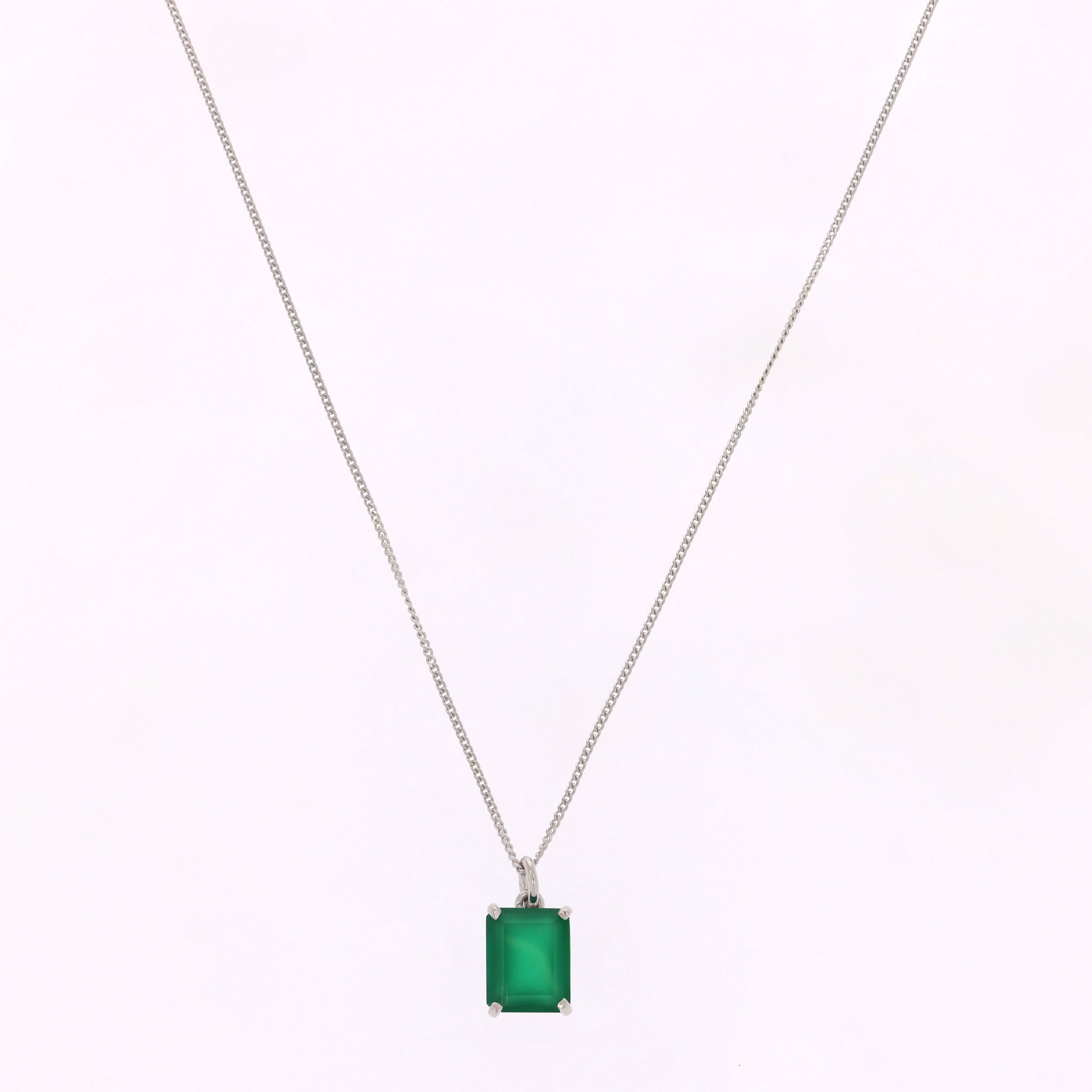 Halskette ESMERALDA ONYX recyceltes 925er Sterling Silber, rhodiniert