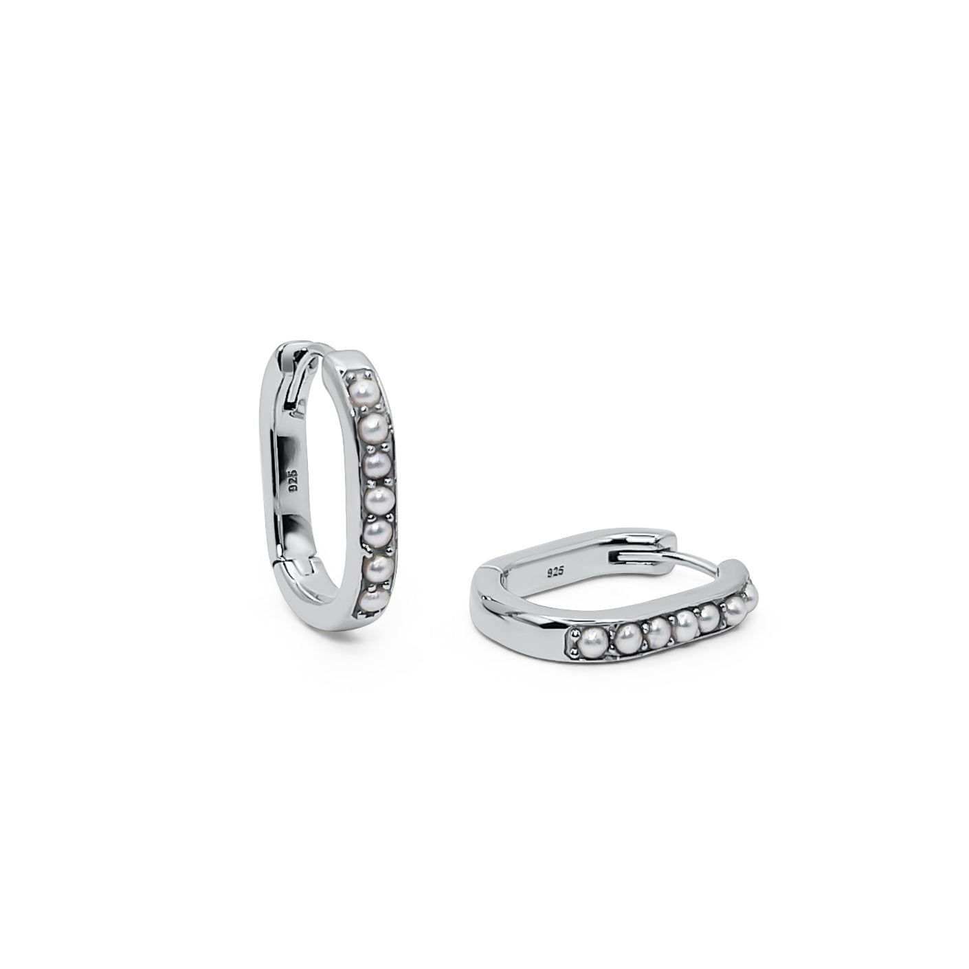 Mi Amor Pearl Hoops recyceltes 925er Sterling Silber (rhodiniert)